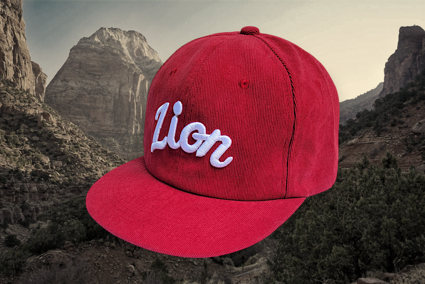 Zion National Park Red Corduroy Unstructured Snapback Cap