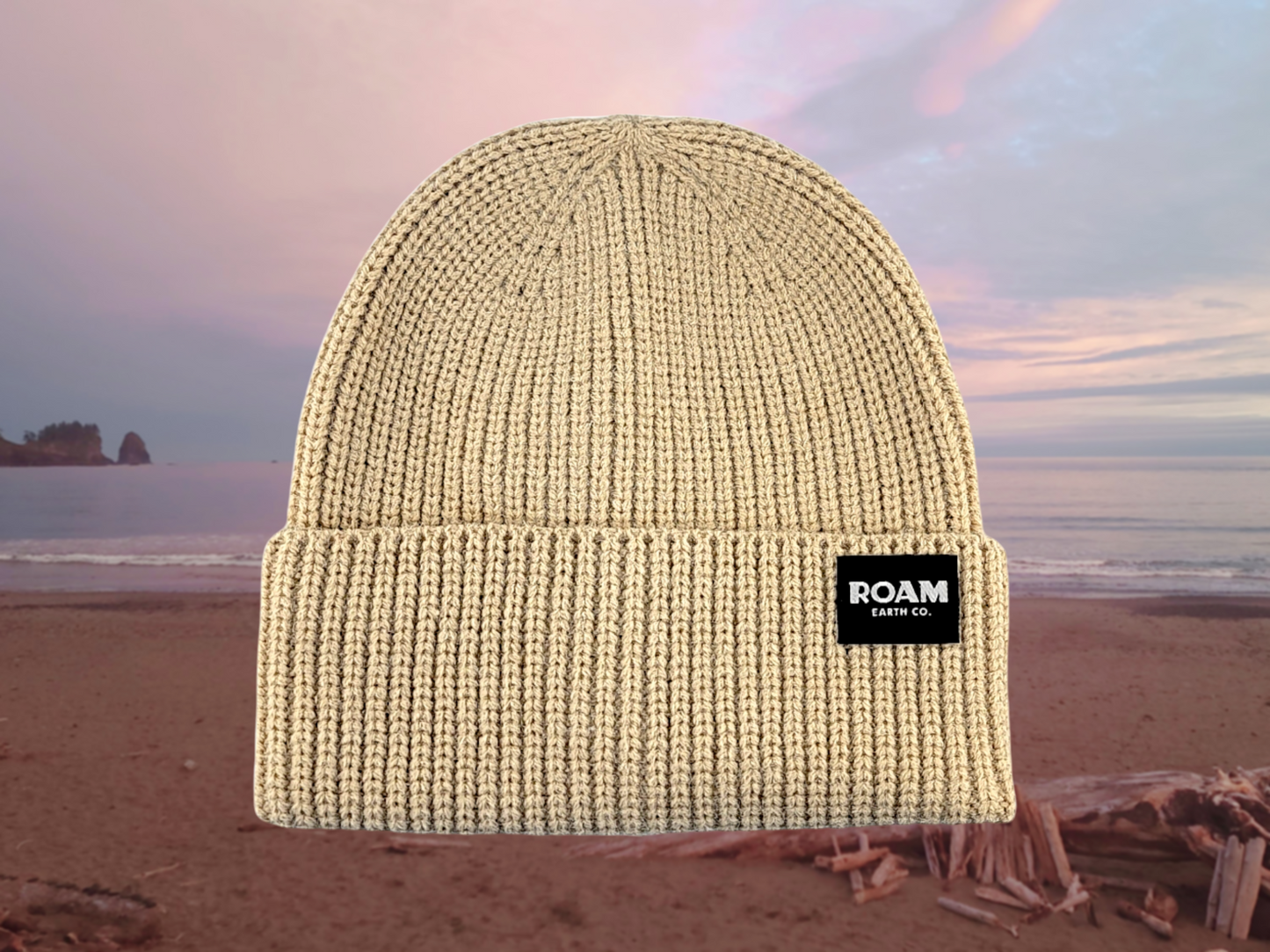 Classic Ribbed Knit Merino Wool Beige Beanie