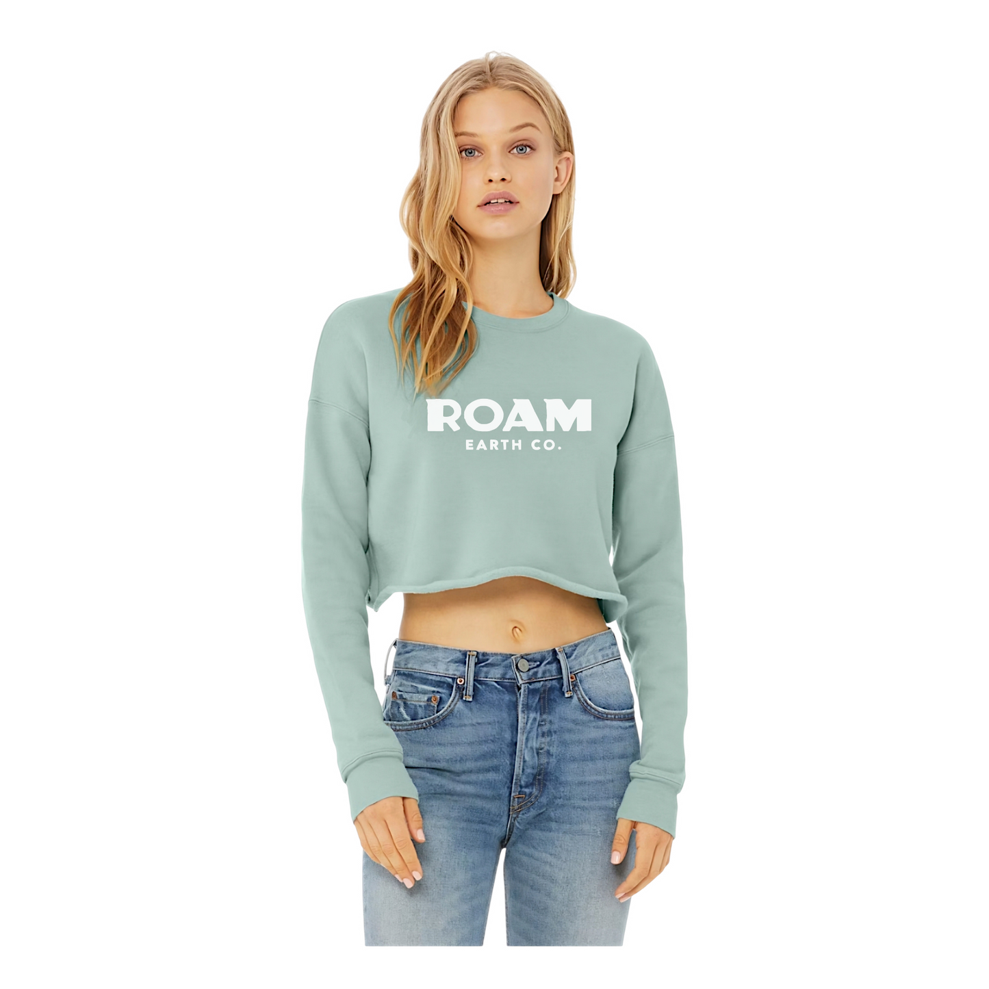 Women's Roam Earth Co Crop Fleece Crew Seafoam
