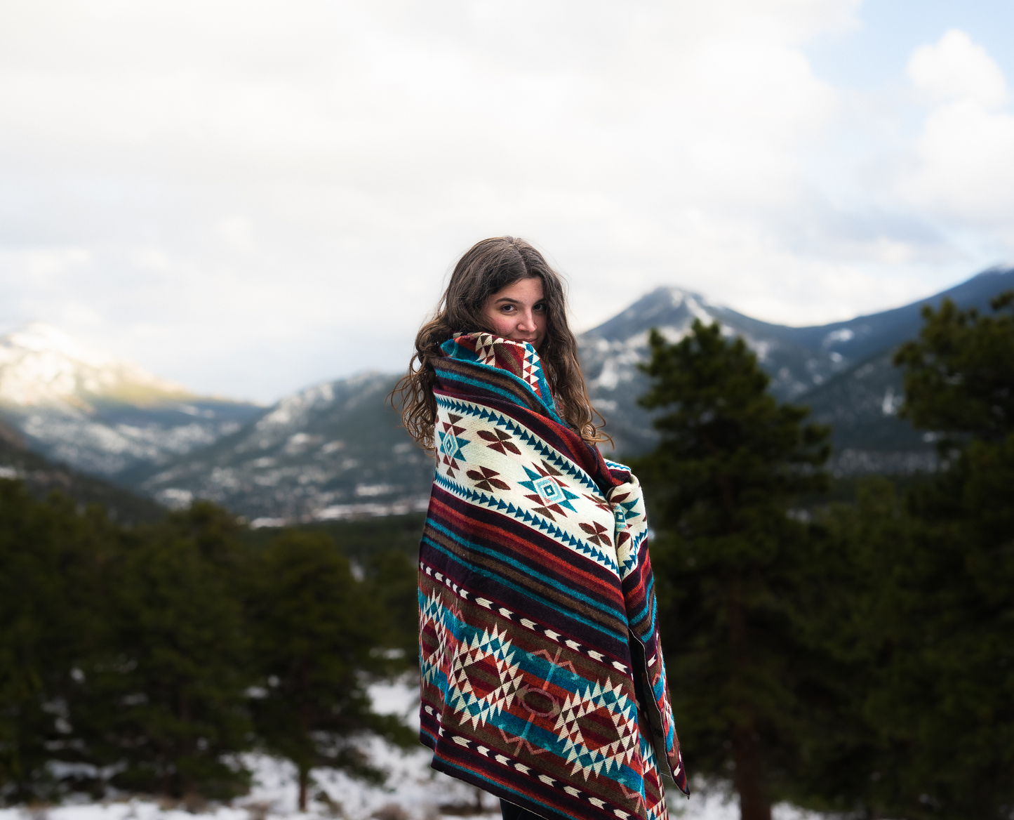 Rocky Mountain Alpaca Wool Reversible Pattern Blanket