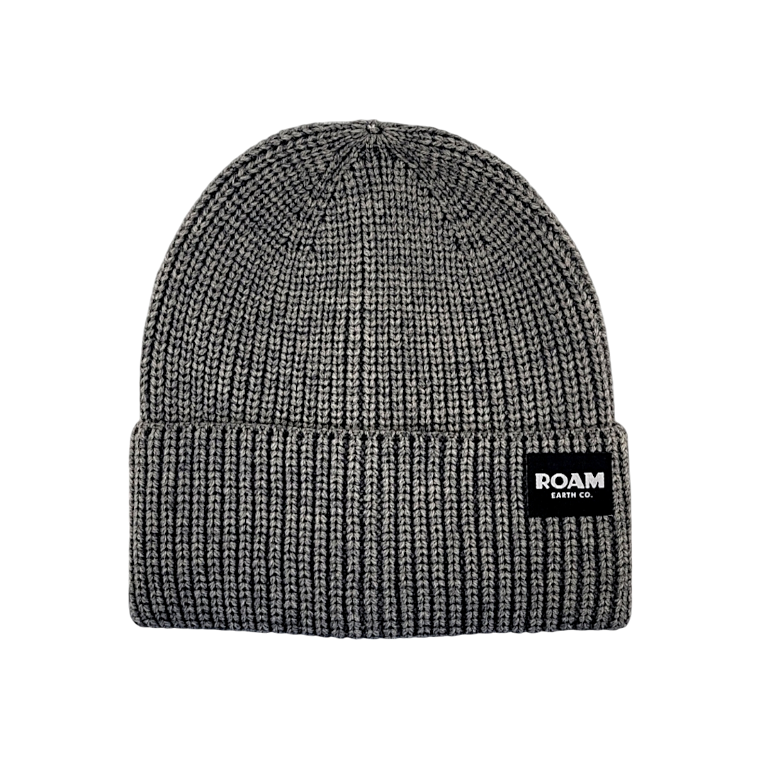Classic Ribbed Knit Merino Wool Grey Beanie