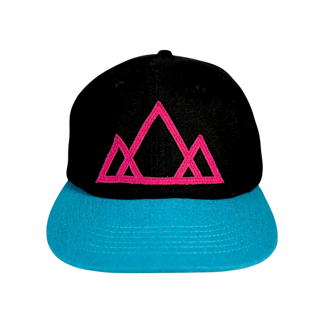 Vintage Wool Teal and Fuchsia Mountain Cap