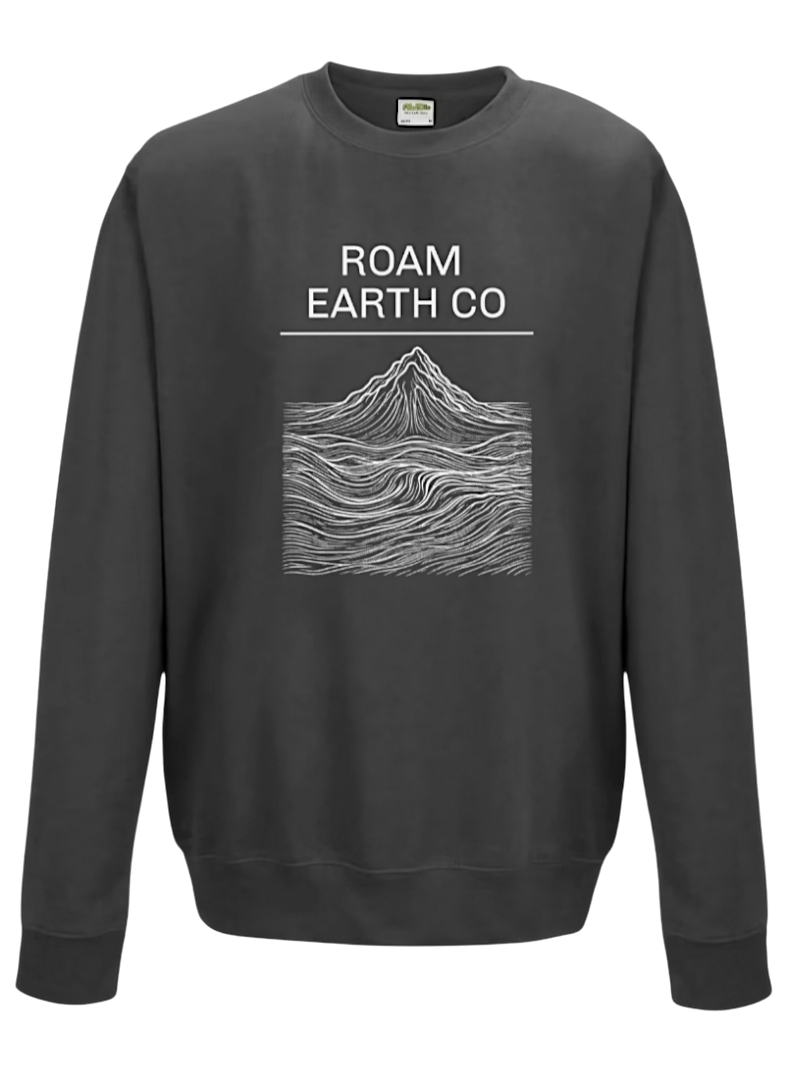 Roam Earth Co Topographic Charcoal Crewneck