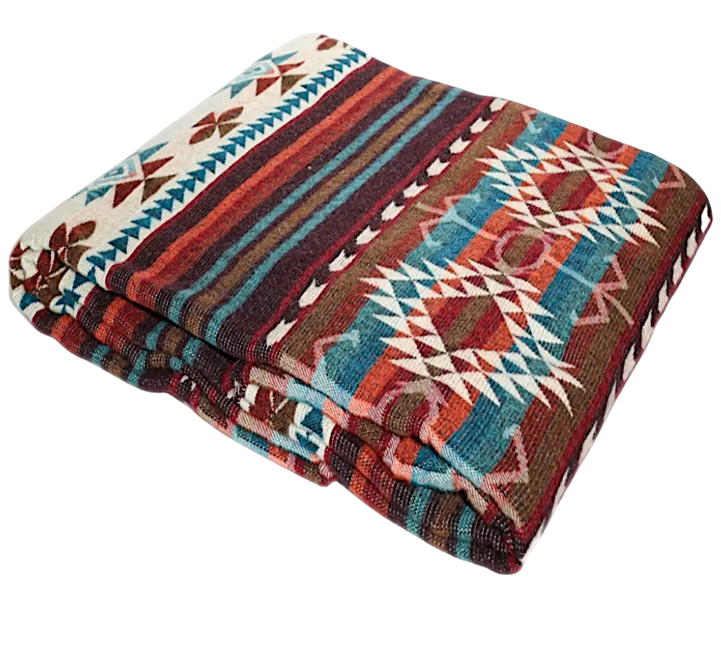 Rocky Mountain Alpaca Wool Reversible Pattern Blanket