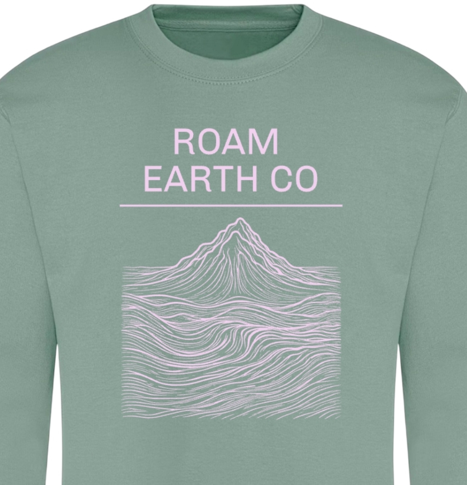Roam Earth Co Topographic Crewneck Dust Green