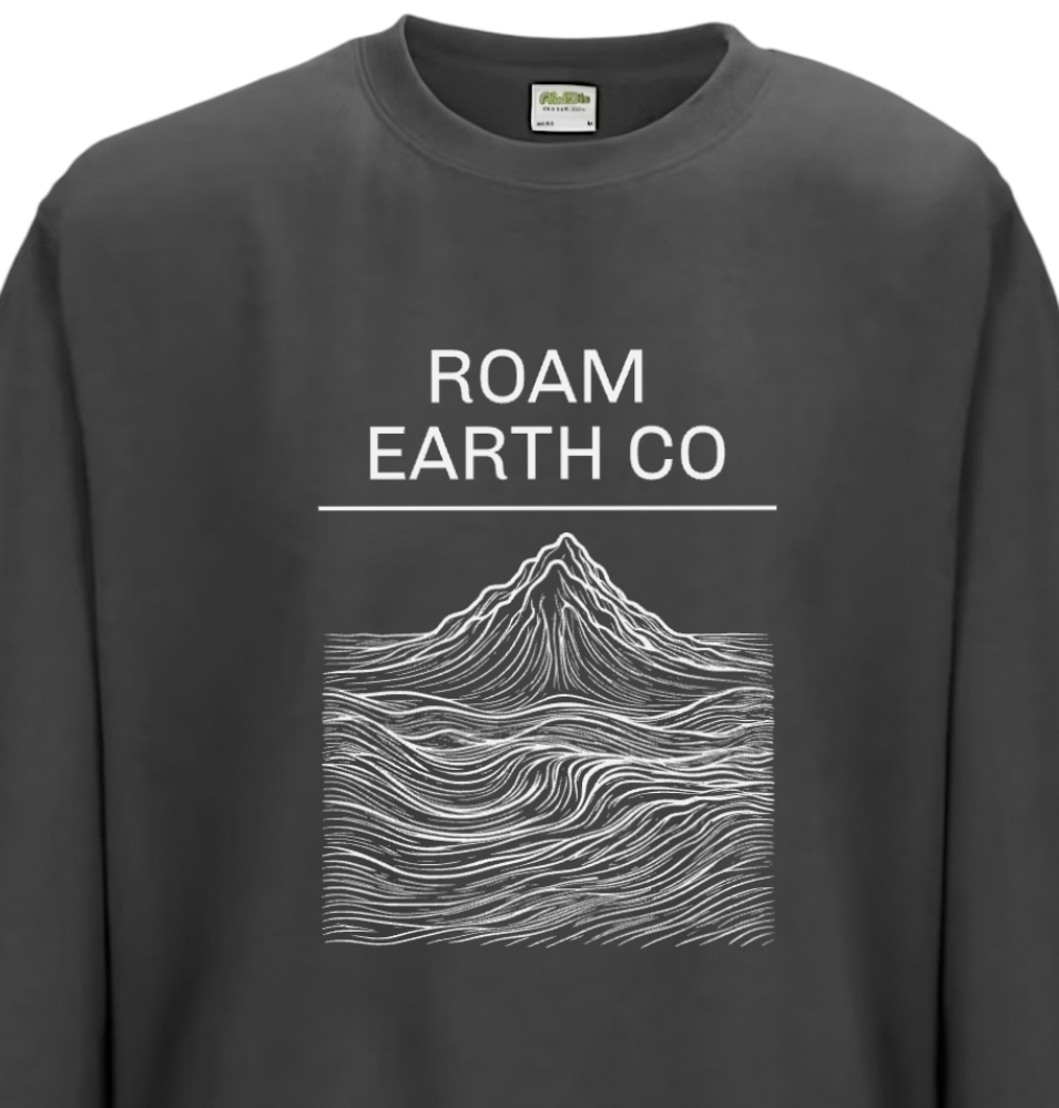 Roam Earth Co Topographic Charcoal Crewneck