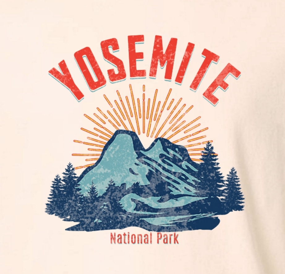 Camiseta blanca vintage del Parque Nacional de Yosemite