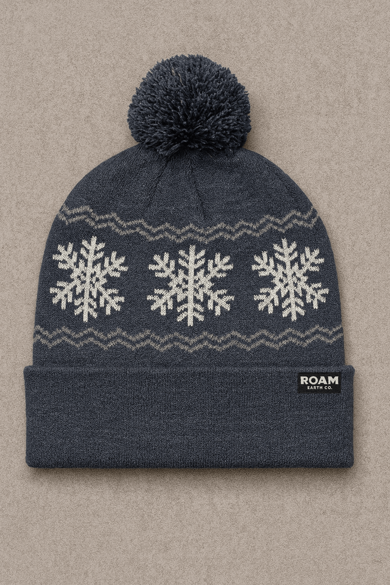 Charcoal Pom Snowflake Beanie - Roam Earth Co.