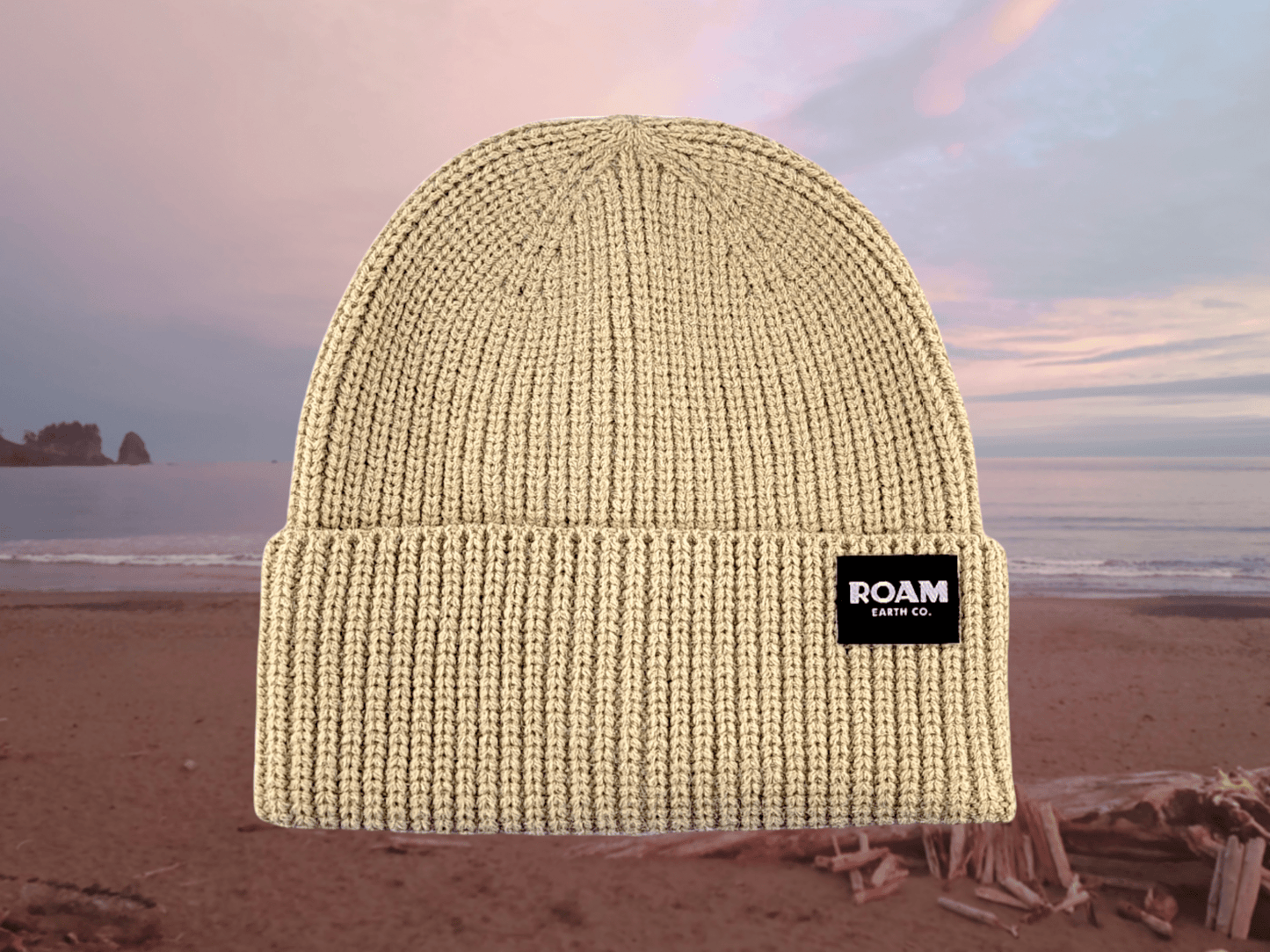 Classic Ribbed Knit Merino Wool Beige Beanie - Roam Earth Co.