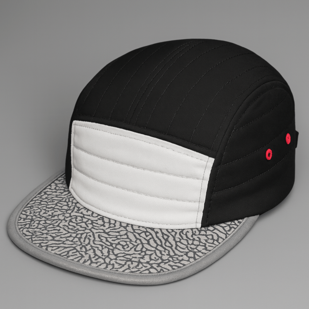 Dawn Patrol 5 Panel Black and White Quilted Cap - Roam Earth Co.