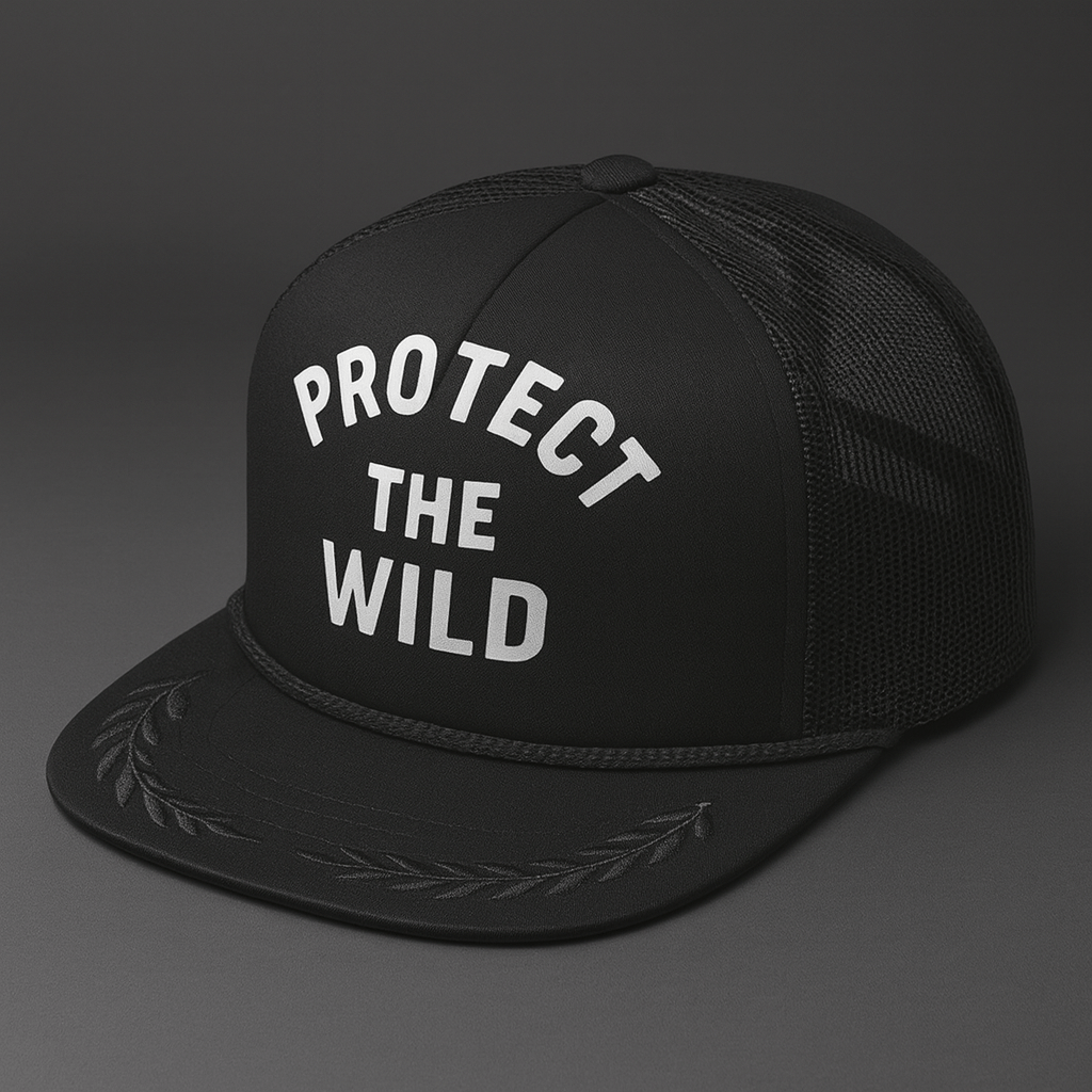 Protect The Wild Black Snapback Trucker Cap - Roam Earth Co.