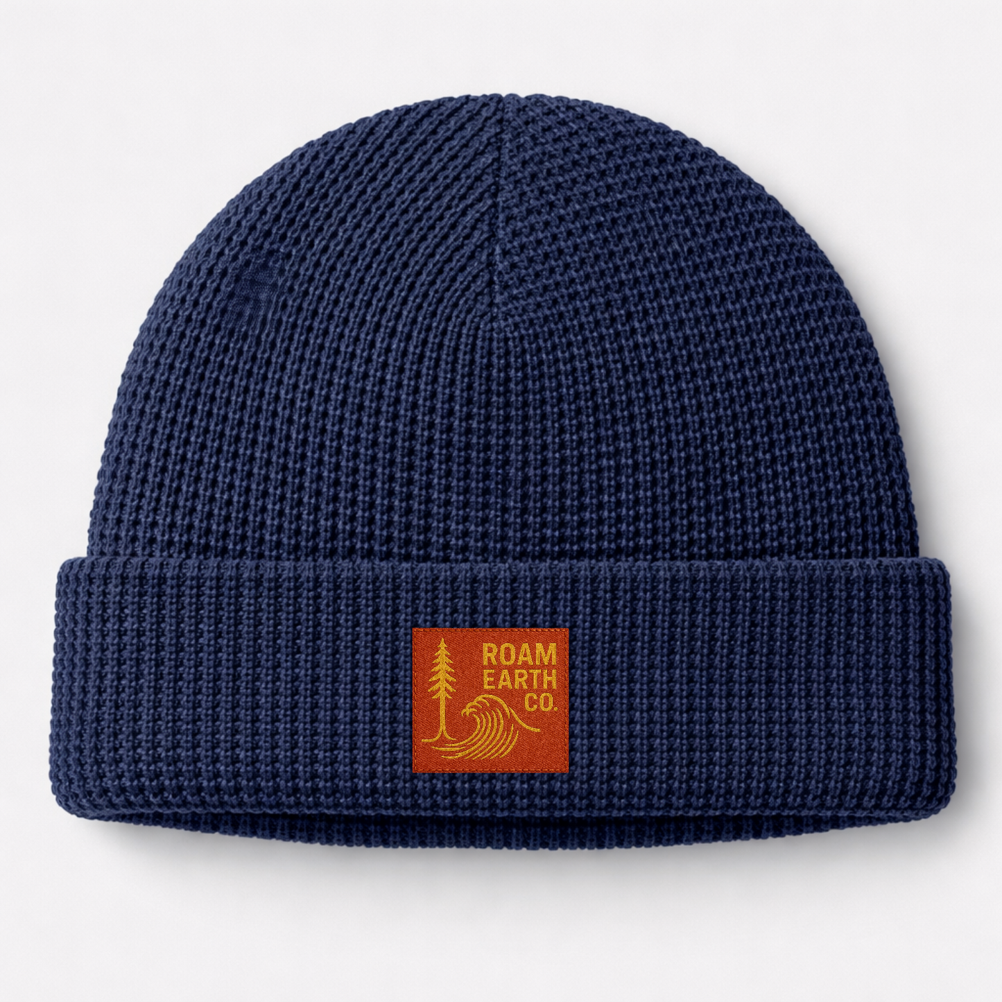 Waffle Knit Wool Navy Beanie