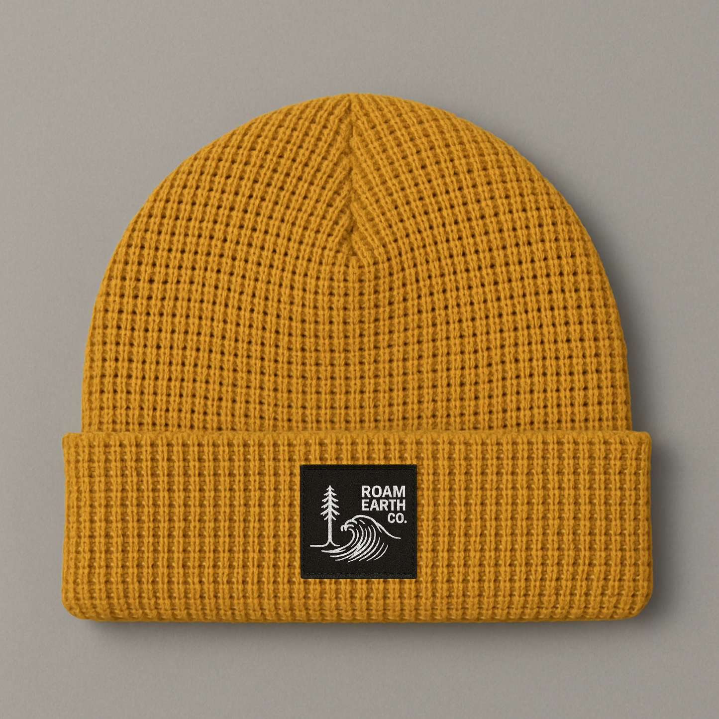 Gorro clásico de lana merino de canalé en color amarillo jengibre