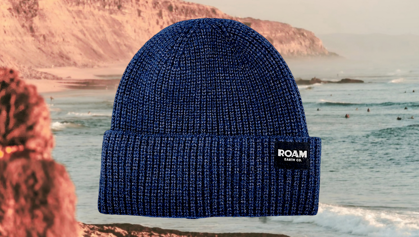 Classic Ribbed Knit Merino Wool Navy Beanie