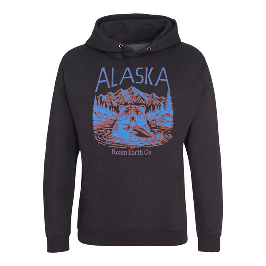 Sudadera con capucha negra vintage de Alaska Wilderness