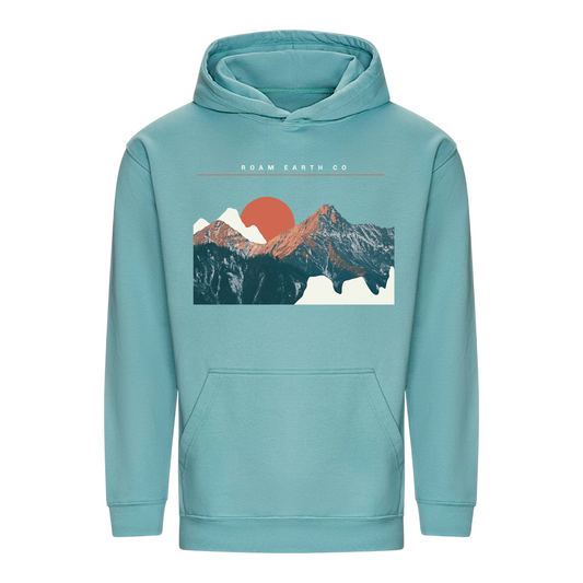 Sudadera con capucha de espuma de mar Sunset Mountains de Roam Earth Co