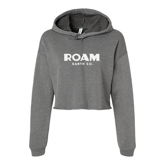 Sudadera con capucha de polar corta Roam Earth Co para mujer en gris jaspeado oscuro