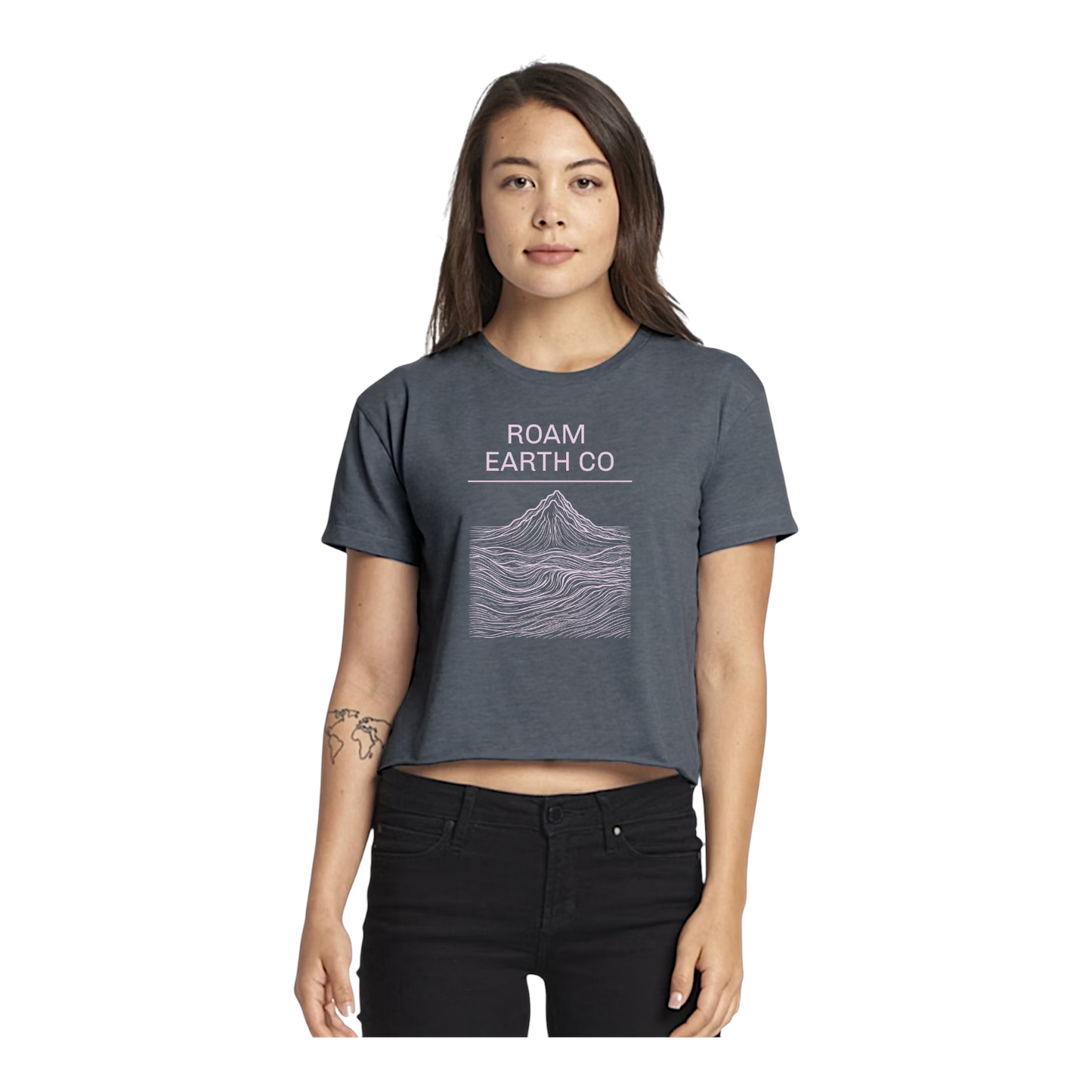 Camiseta corta de mujer con montañas topográficas de Cali