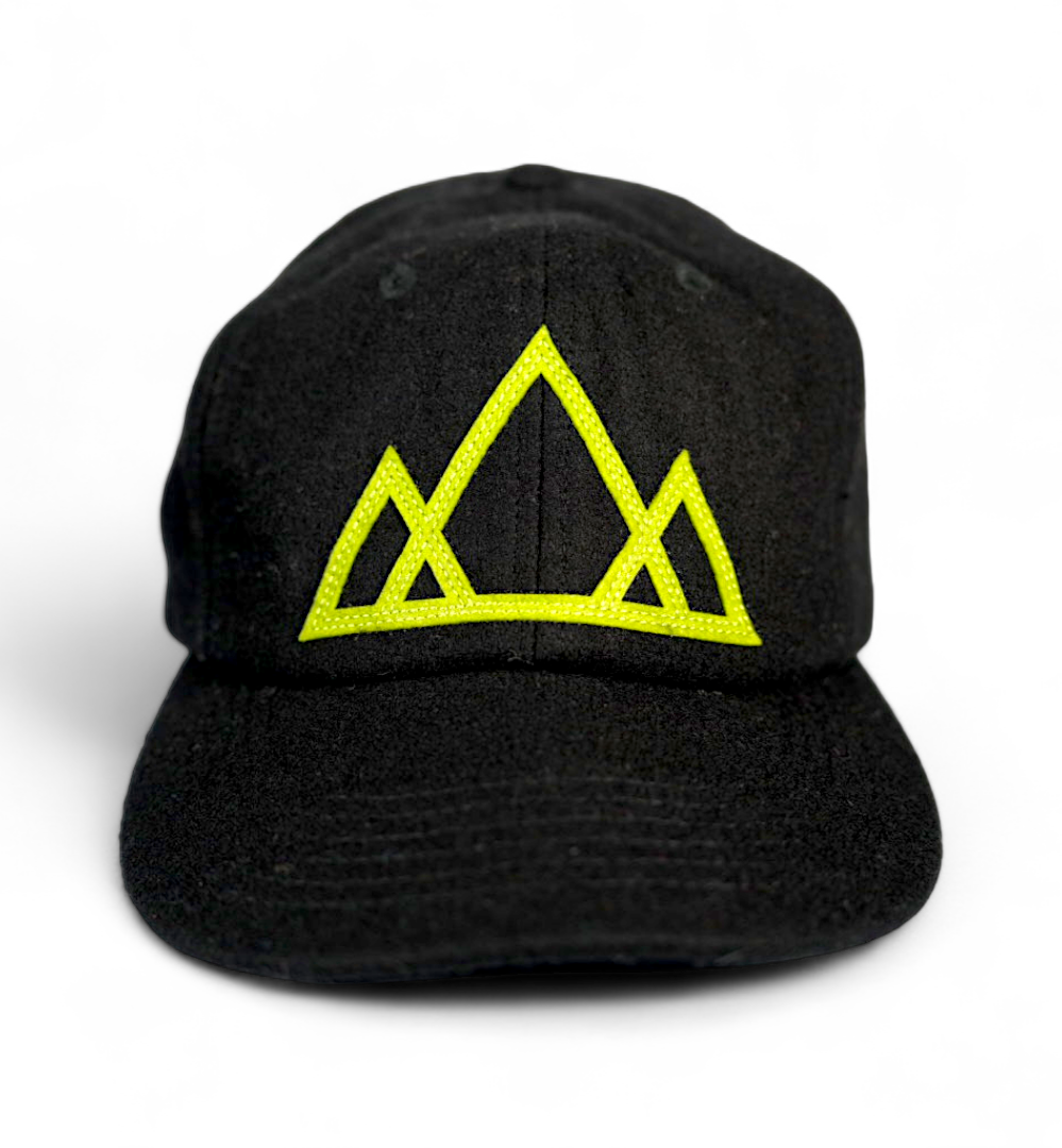 Vintage Wool Mountain Cap- Black With Green Mountain Logo