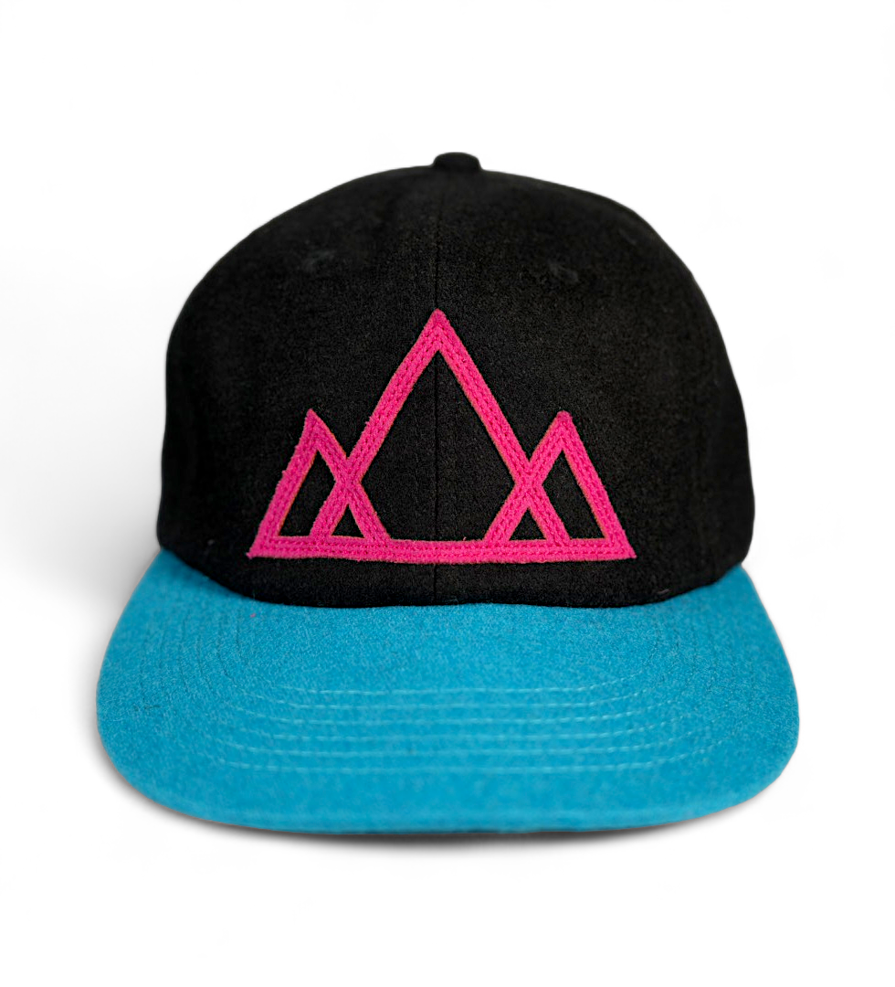 Vintage Wool Teal and Fuchsia Mountain Cap