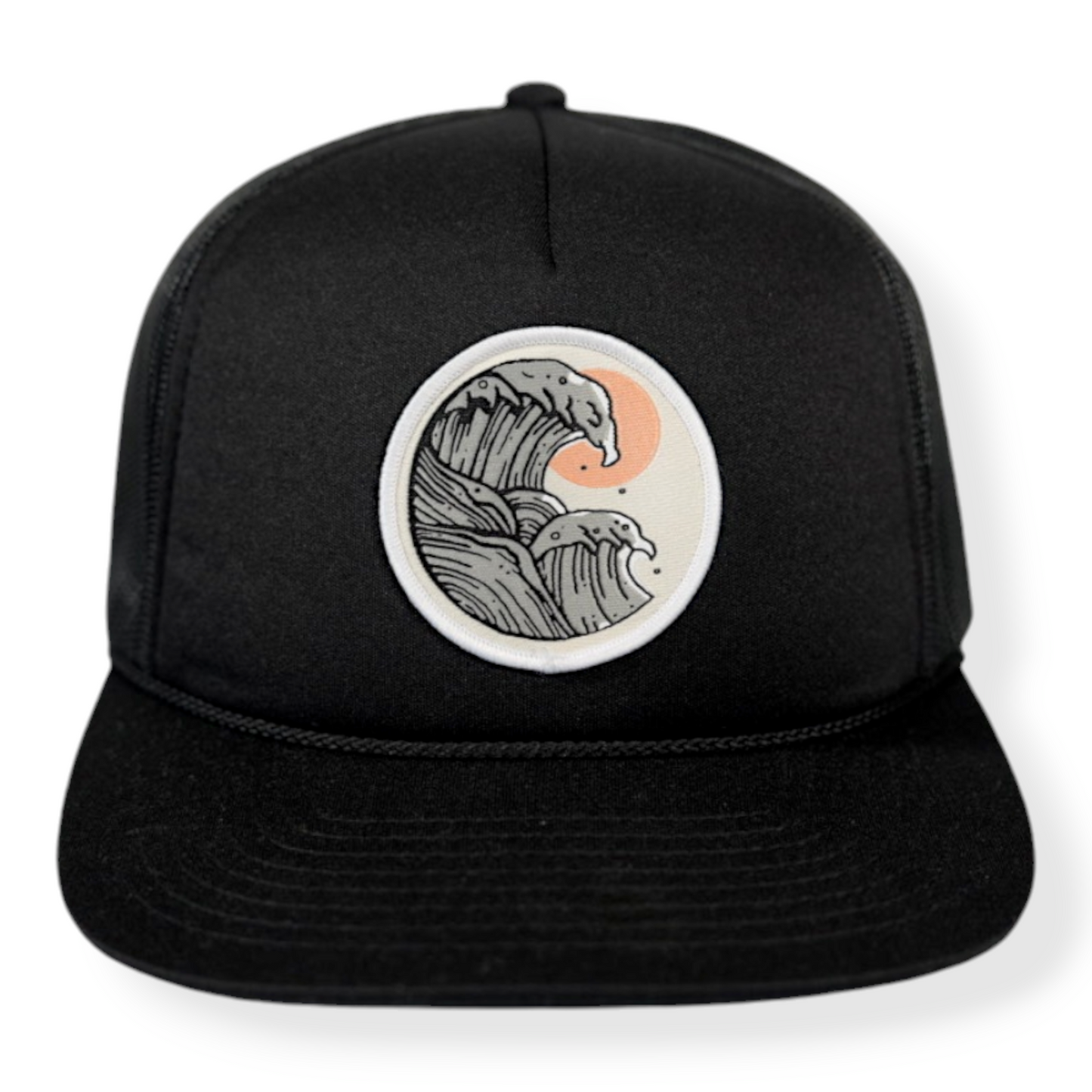 Gorra de camionero negra Pacific Wave con cierre a presión