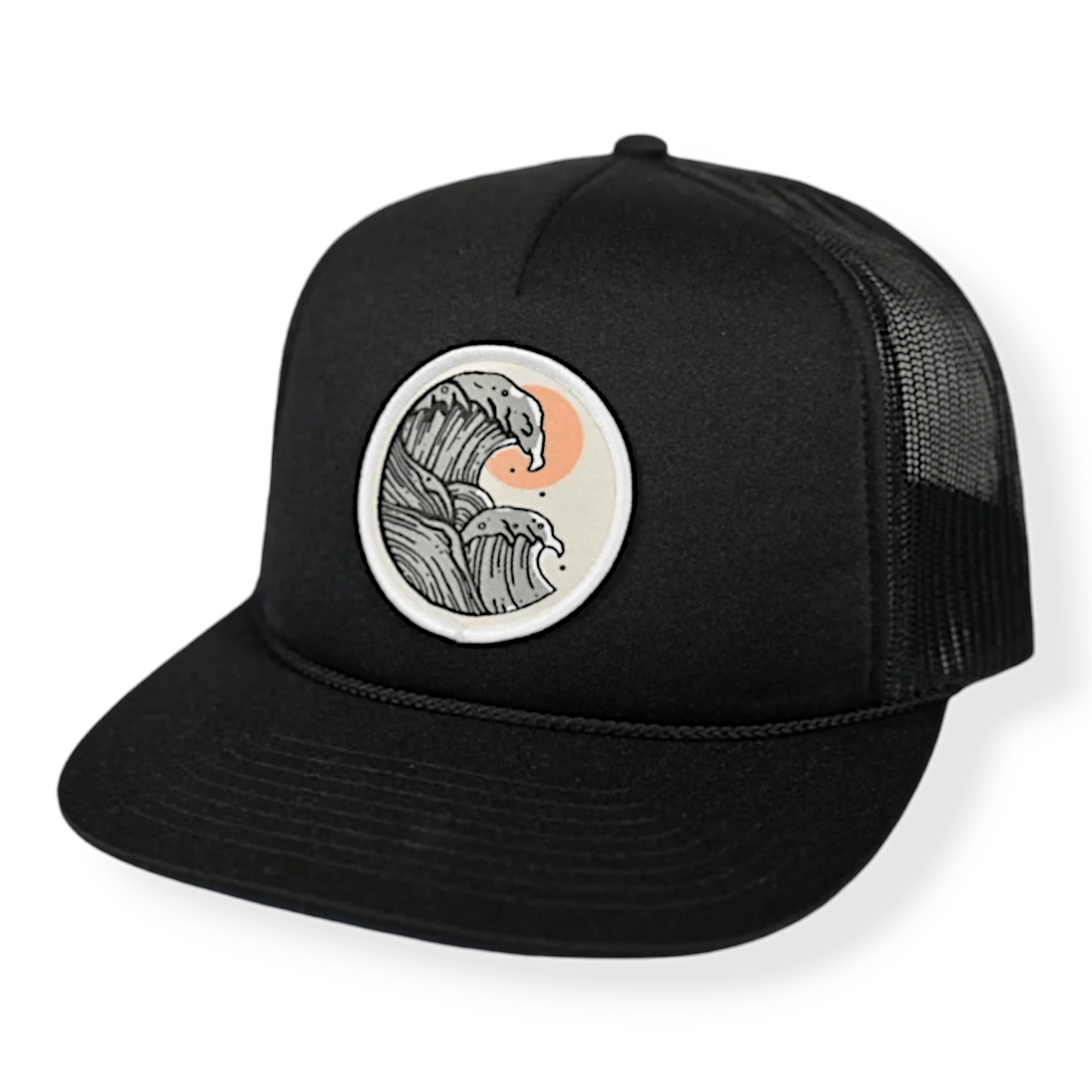 Gorra de camionero negra Pacific Wave con cierre a presión