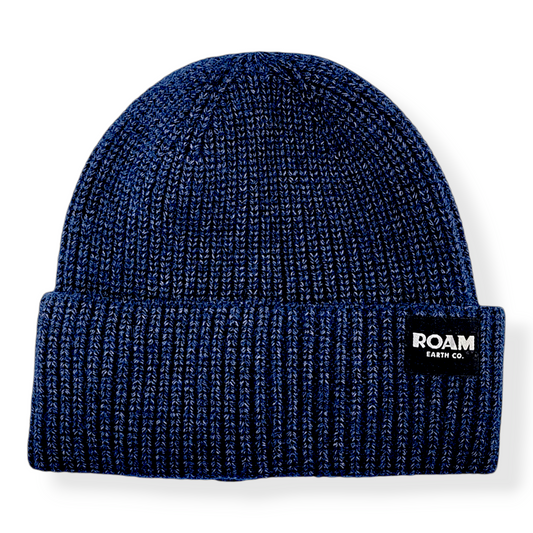 Gorro clásico de lana merino de punto acanalado azul marino