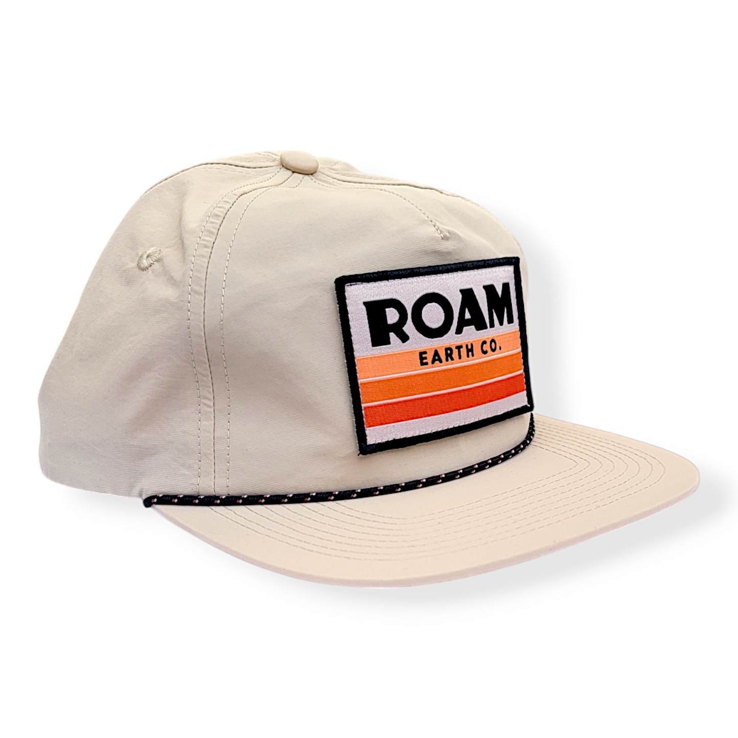 Gorra de nailon reciclado de 5 paneles con rayas de carreras retro de ROAM