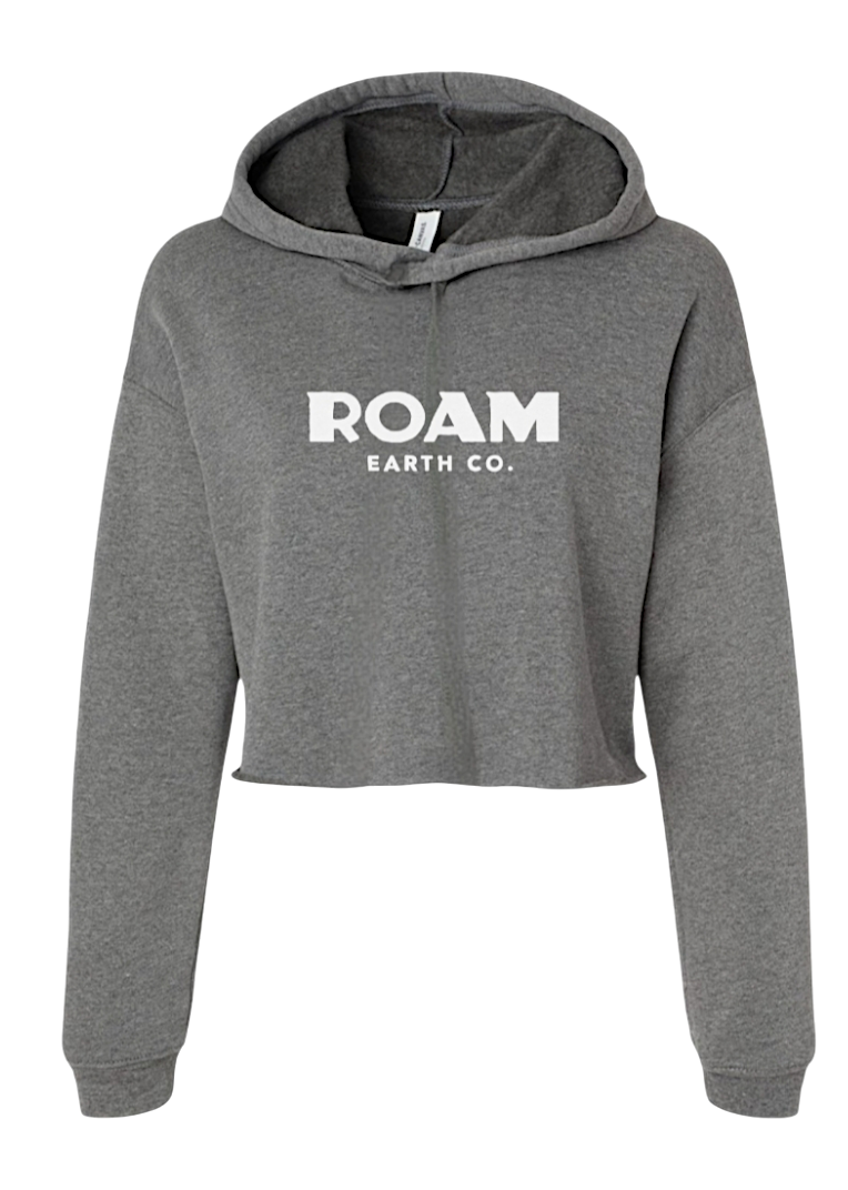 Sudadera con capucha de polar corta Roam Earth Co para mujer en gris jaspeado oscuro