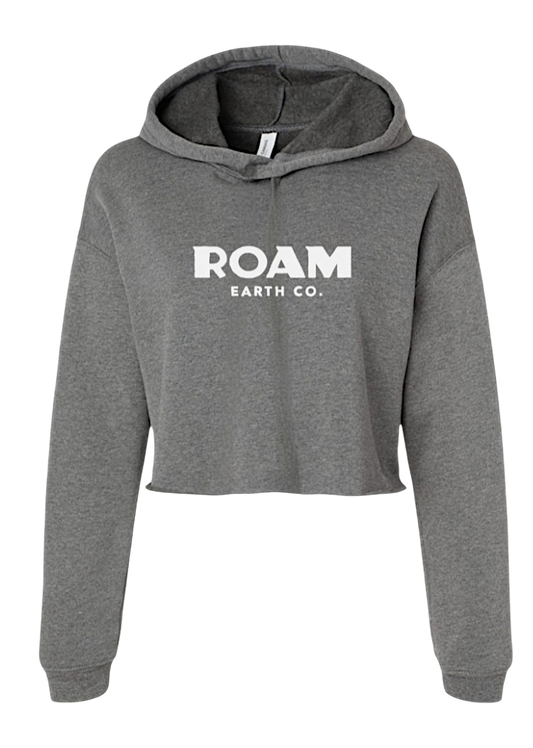 Sudadera con capucha de polar corta Roam Earth Co para mujer en gris jaspeado oscuro