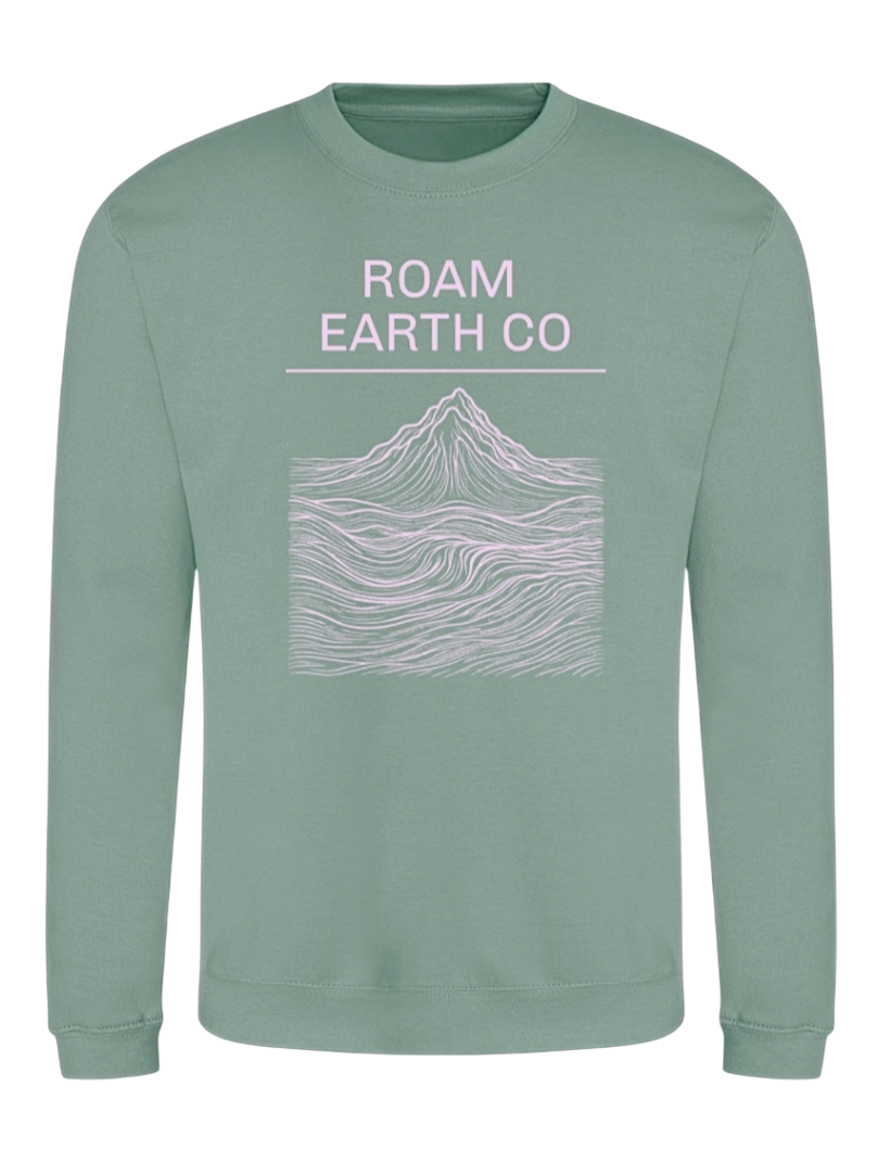 Sudadera con cuello redondo topográfica Roam Earth Co. Verde polvo