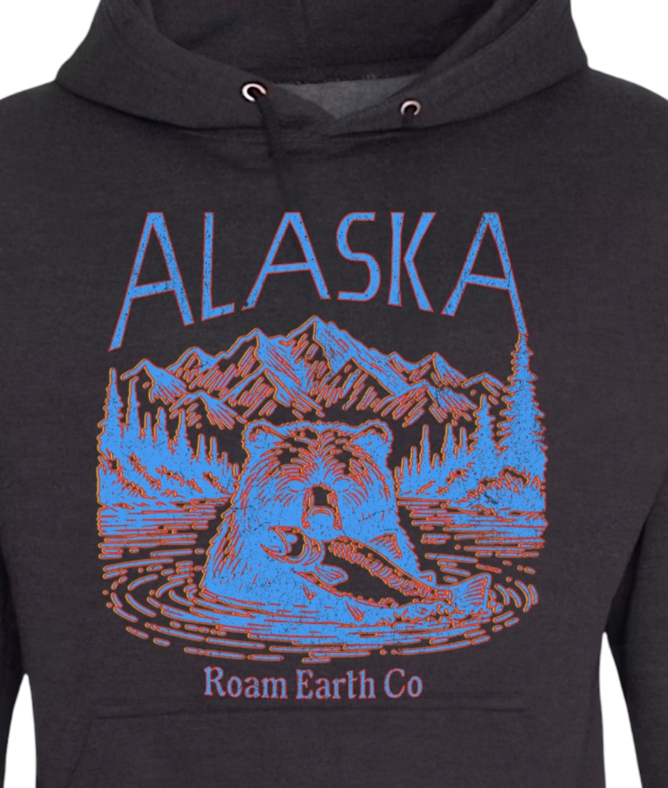 Alaska Wilderness Vintage Black Hoodie