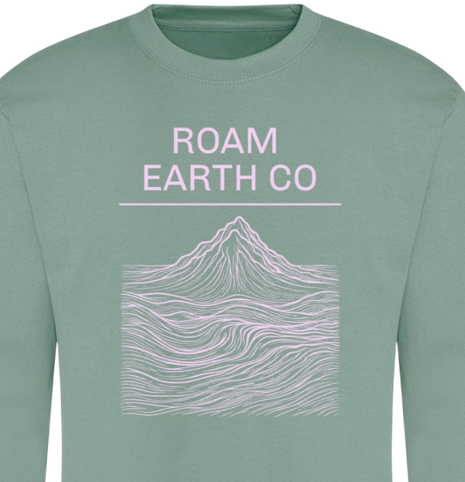 Sudadera con cuello redondo topográfica Roam Earth Co. Verde polvo