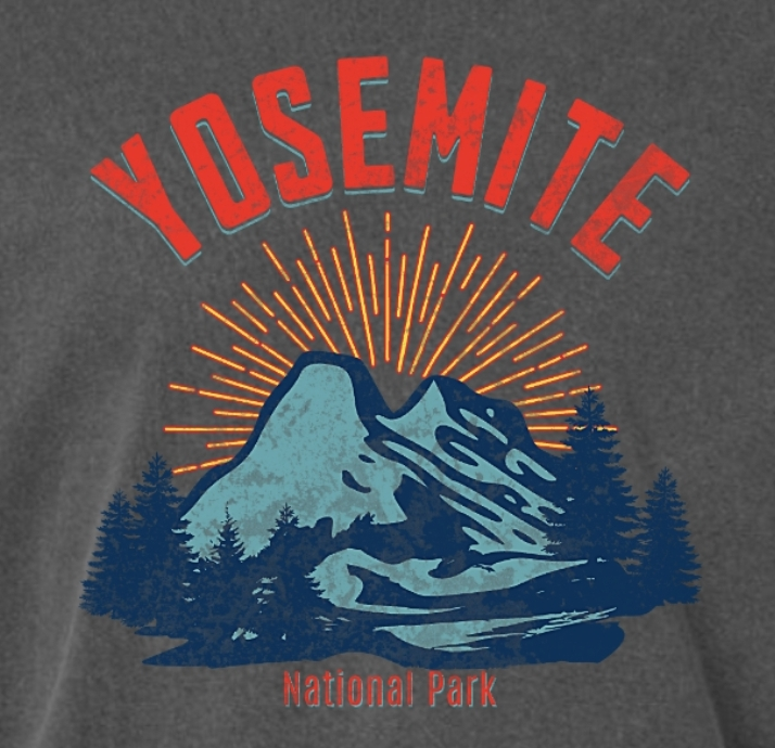 Camiseta negra vintage del Parque Nacional de Yosemite