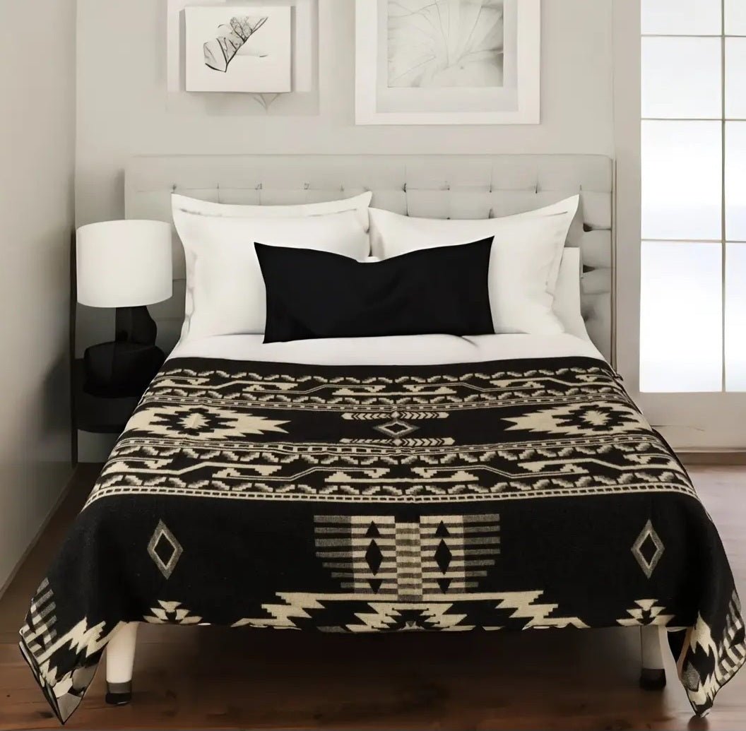 Adventure Alpaca Wool Black Native Blanket - Roam Earth Co.