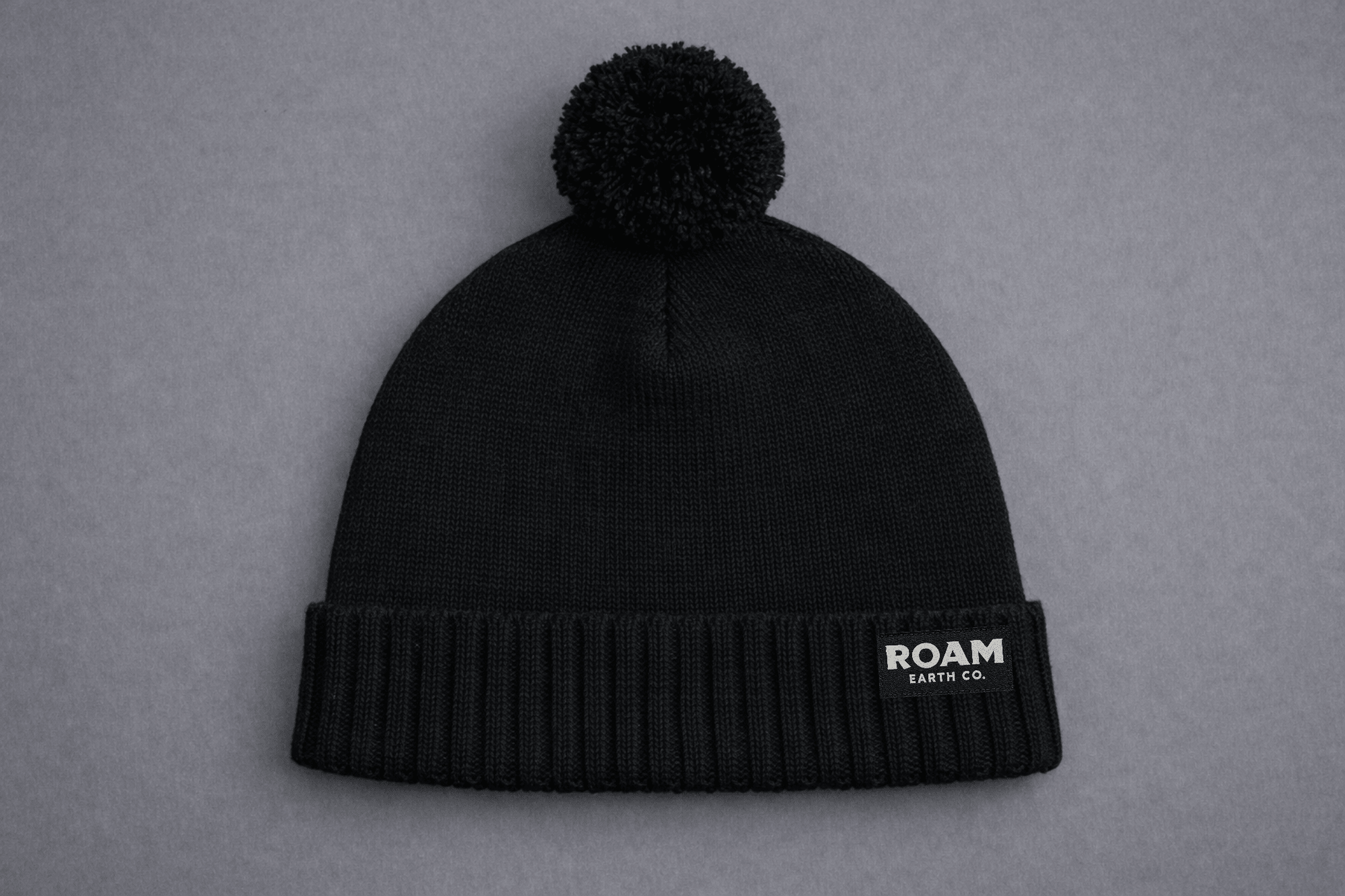Black Pom Wool Beanie - Roam Earth Co.