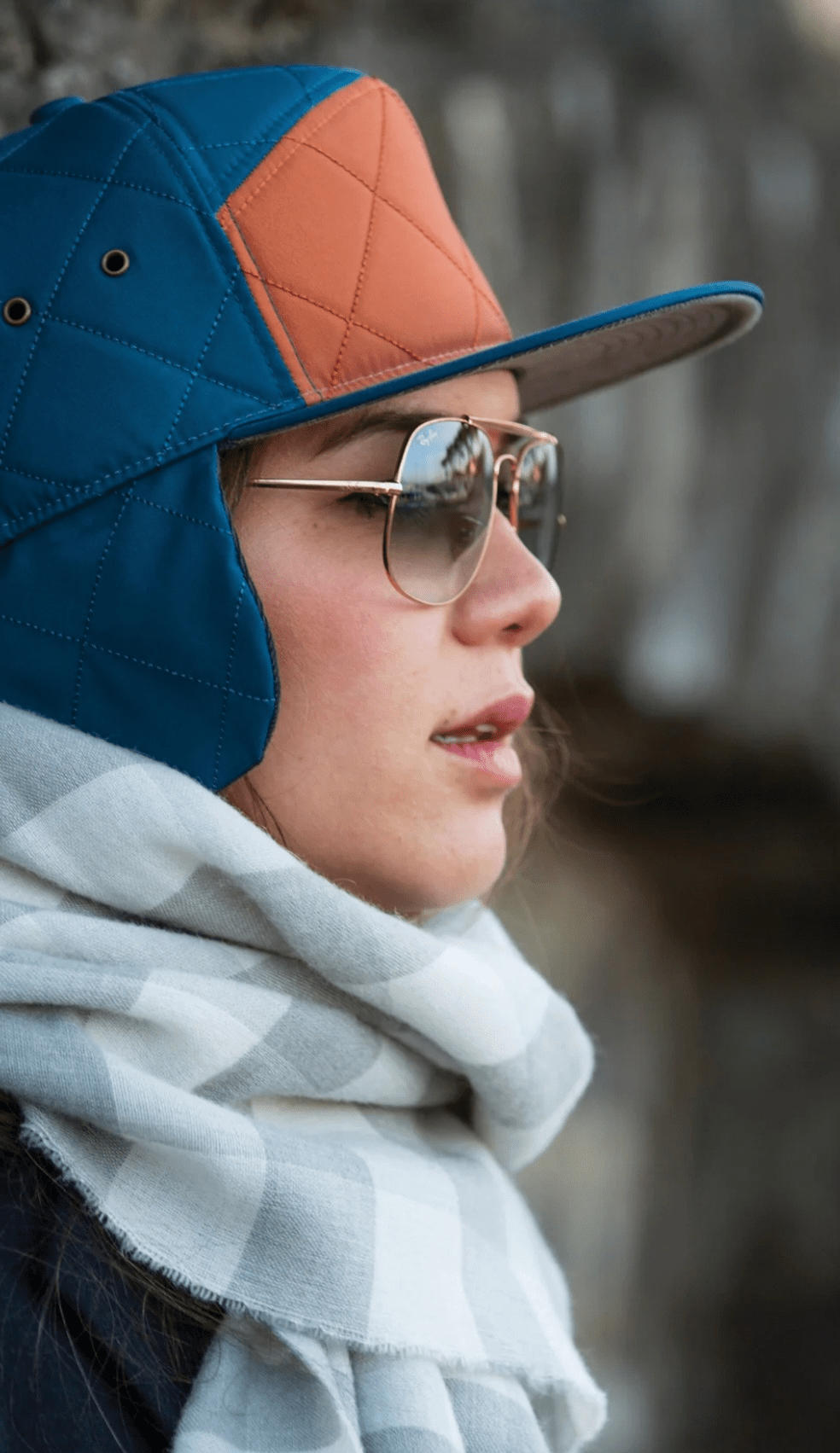 Bonfire Diamond Quilt & Corduroy Rust & Blue Performance Hat - Roam Earth Co.