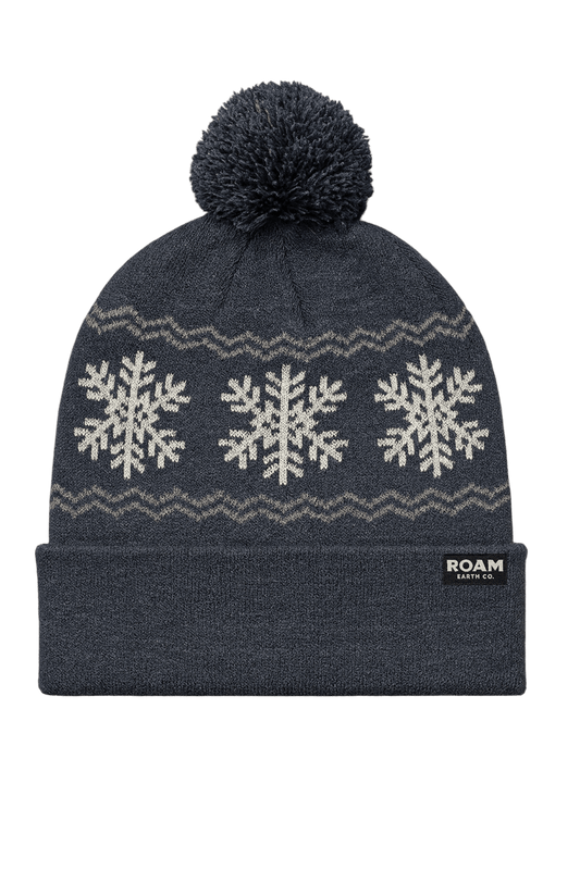 Charcoal Pom Snowflake Beanie - Roam Earth Co.