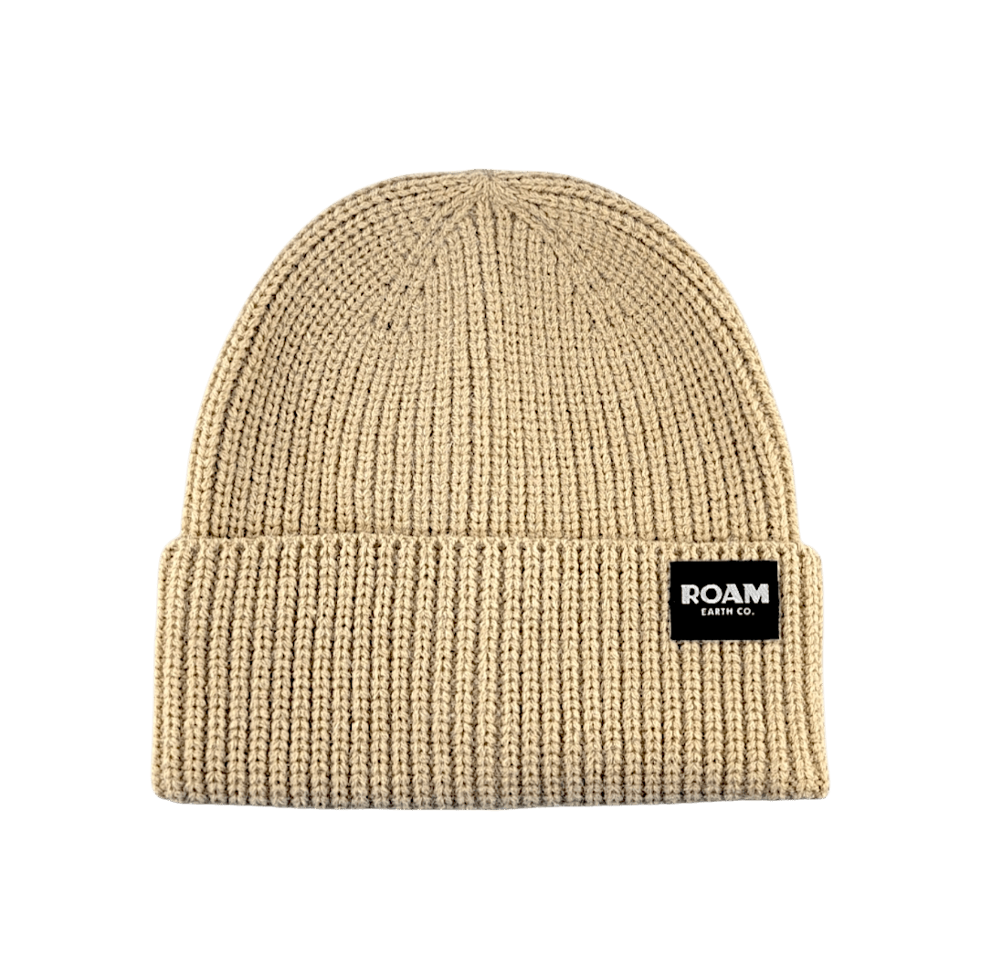 Classic Ribbed Knit Merino Wool Beige Beanie - Roam Earth Co.
