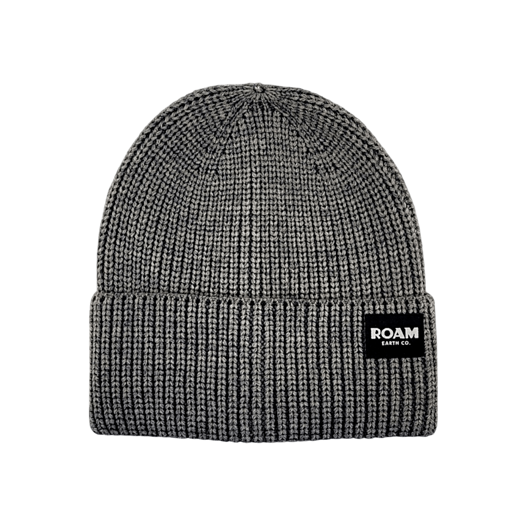 Classic Ribbed Knit Merino Wool Grey Beanie - Roam Earth Co.