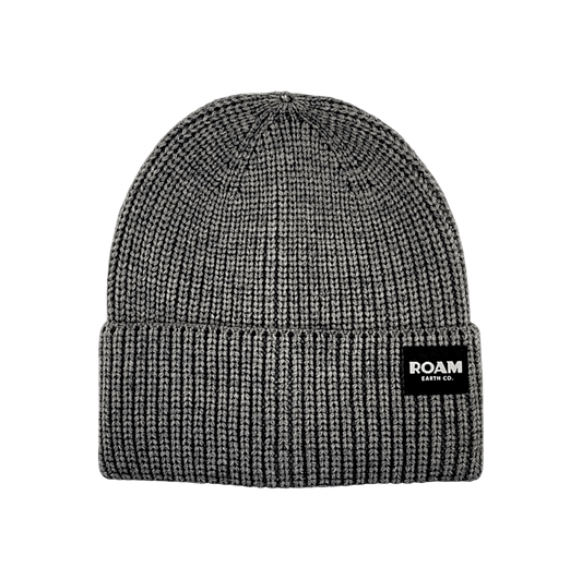 Classic Ribbed Knit Merino Wool Grey Beanie - Roam Earth Co.
