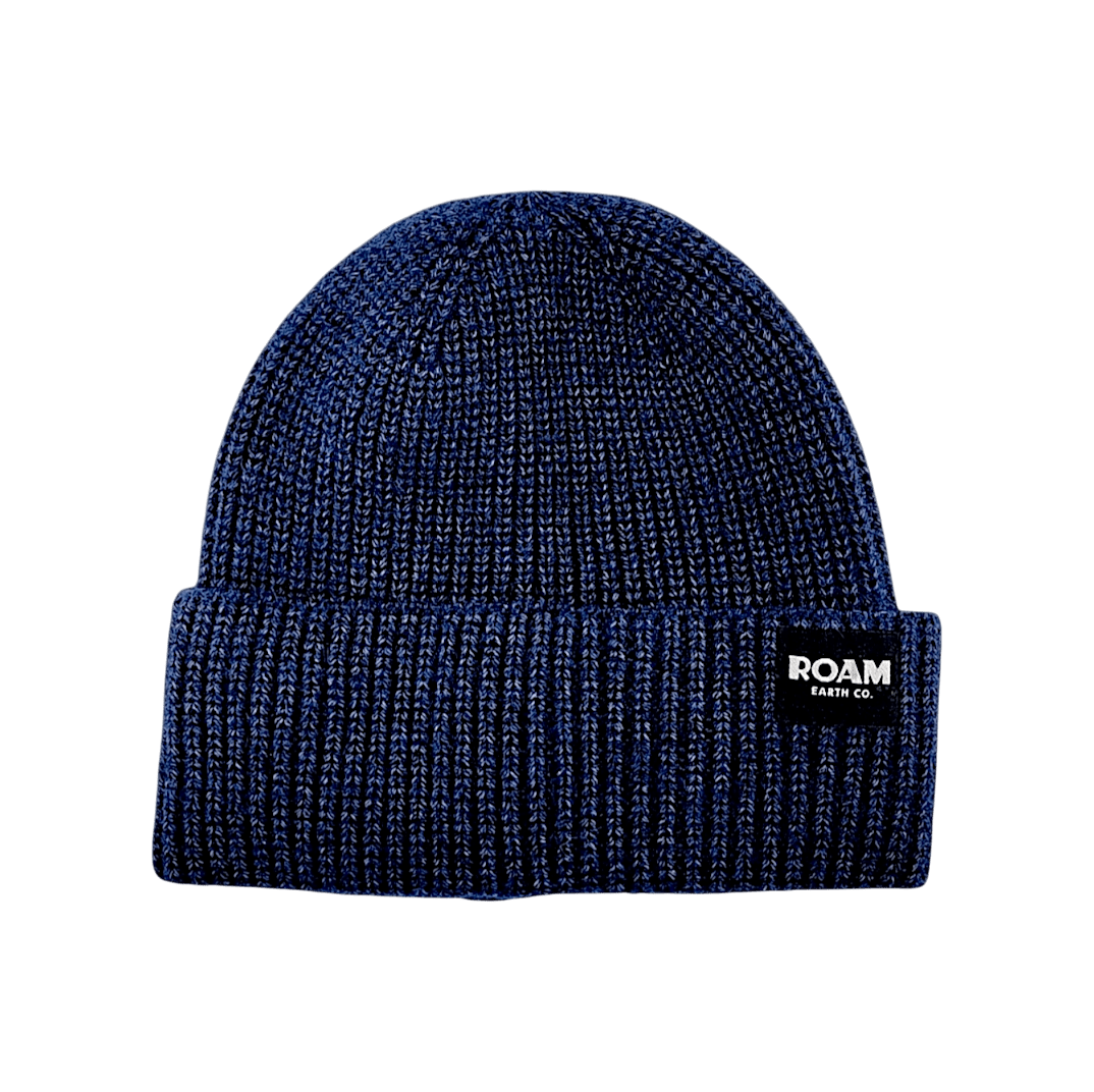Classic Ribbed Knit Merino Wool Navy Beanie - Roam Earth Co.