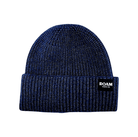 Classic Ribbed Knit Merino Wool Navy Beanie - Roam Earth Co.