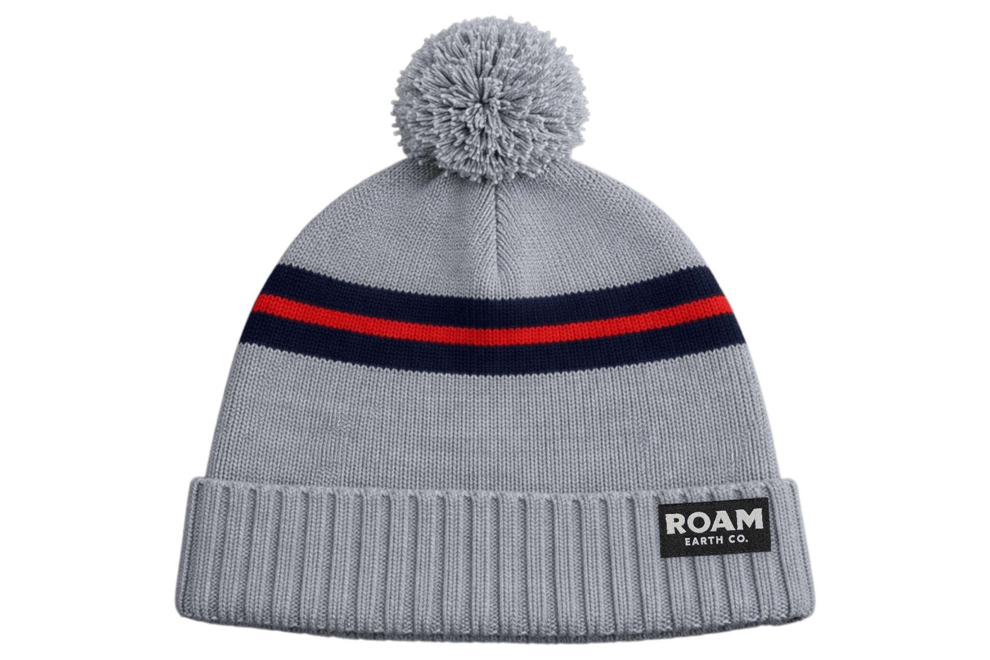 Heather Grey and Navy Pom Wool Beanie - Roam Earth Co.