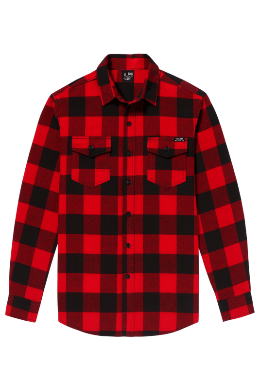 Men's Pocket Red and Black Flannel Shirt - Roam Earth Co.