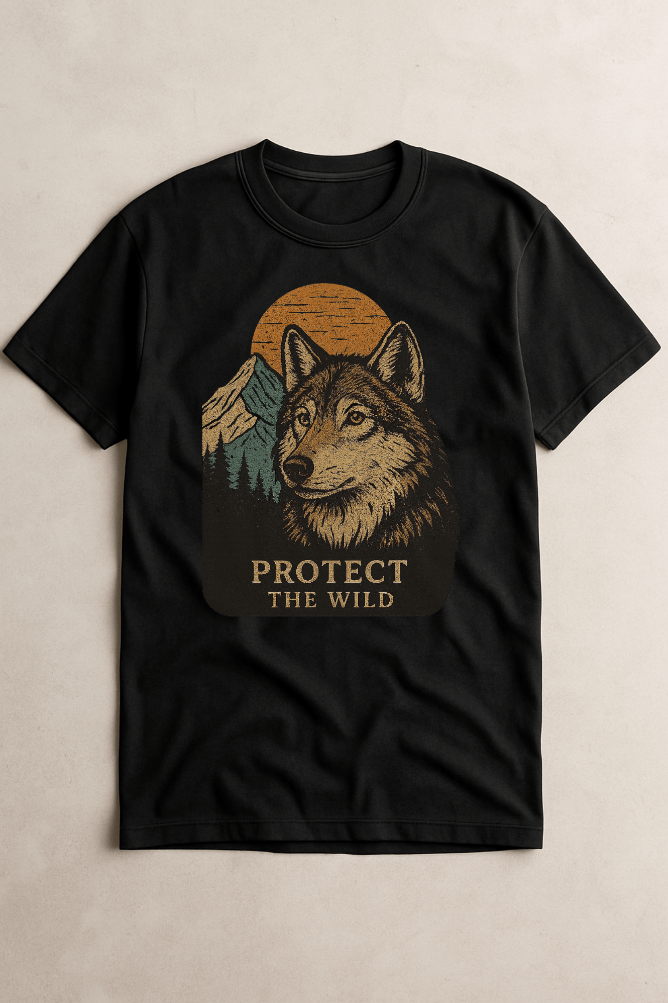 Protect The Wild Wolf Black Unisex Crew Neck T-Shirt - Roam Earth Co.