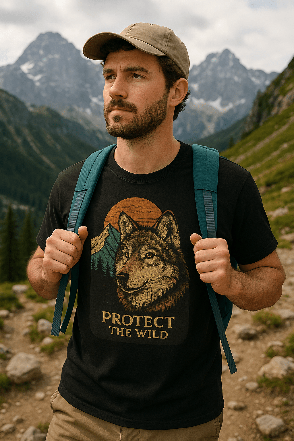 Protect The Wild Wolf Black Unisex Crew Neck T-Shirt - Roam Earth Co.