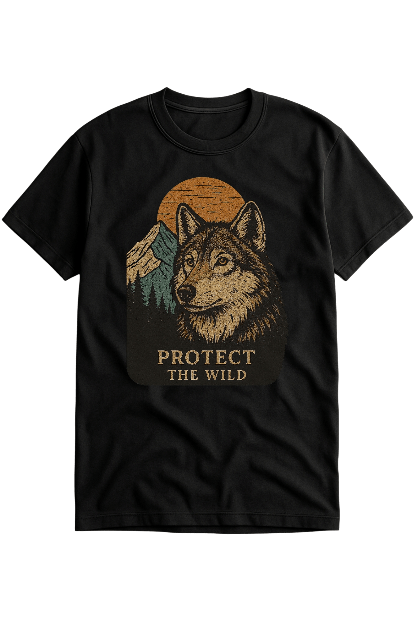 Protect The Wild Wolf Black Unisex Crew Neck T-Shirt - Roam Earth Co.