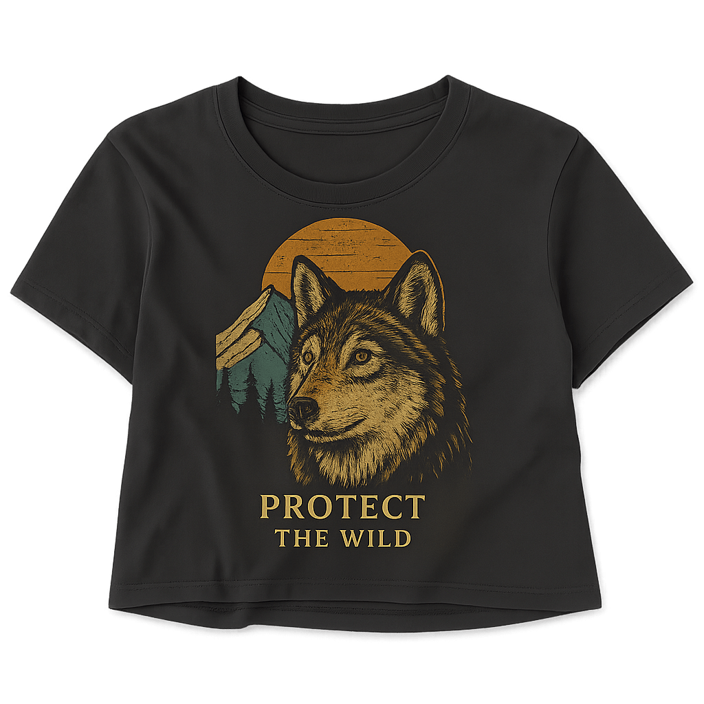 Protect The Wild Women's Black Crop Tee - Roam Earth Co.
