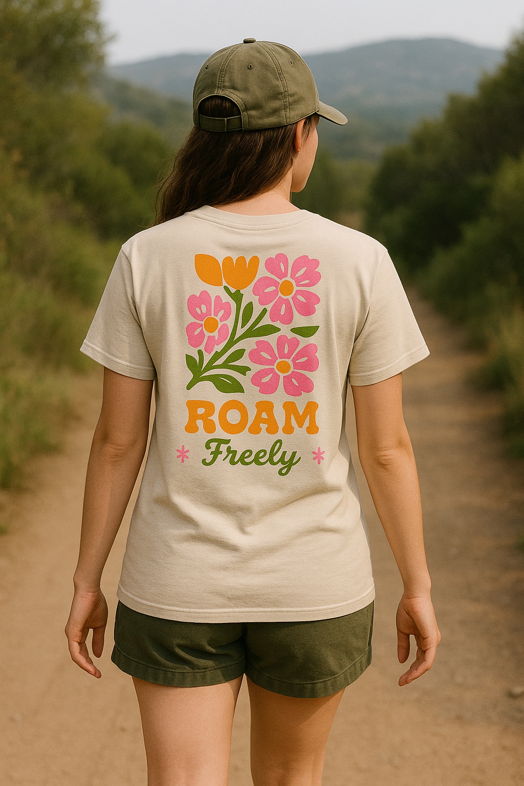 Roam Freely Flower Pocket Unisex Crew Neck T-Shirt